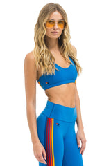 WOMEN'S 5 STRIPE V-CUT SPORTS BRA - CARRIBEAN