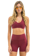 WOMEN'S 5 STRIPE SPORTS BRA - BERRY