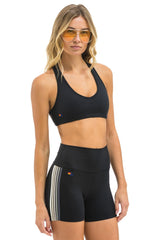 WOMEN'S 5 STRIPE SPORTS BRA - BLACK // SMOKE