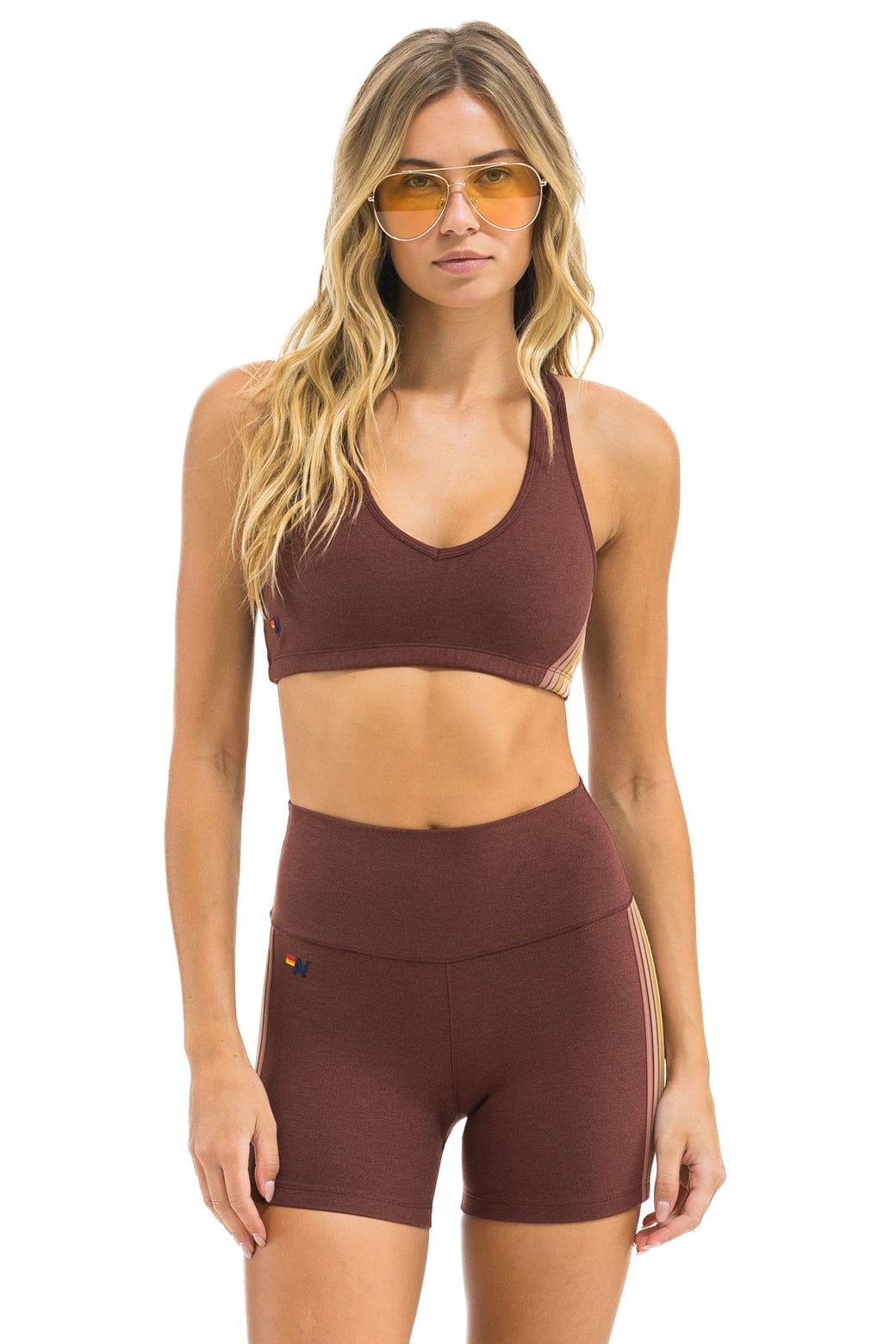 WOMEN'S 5 STRIPE SPORTS BRA - MOCHA