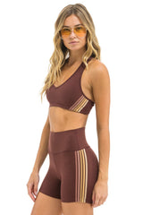 WOMEN'S 5 STRIPE SPORTS BRA - MOCHA