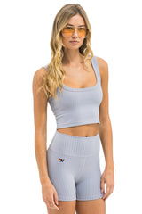 WIDE RIB WOMEN'S SCOOP BACK SPORTS TANK - LIGHT GREY