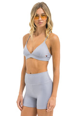 WIDE RIB 4IN HI-RISE BIKER SHORT - LIGHT GREY
