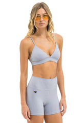 WIDE RIB 4IN HI-RISE BIKER SHORT - LIGHT GREY