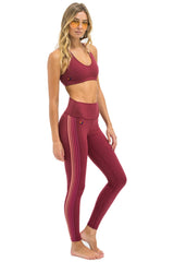 FULL LENGTH HI-RISE 5 STRIPE LEGGINGS - BERRY