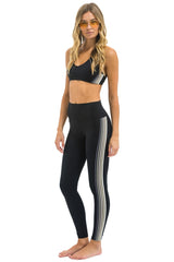 FULL LENGTH HI-RISE 5 STRIPE LEGGINGS - BLACK // SMOKE