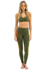 FULL LENGTH HI-RISE 5 STRIPE LEGGINGS - LEAF
