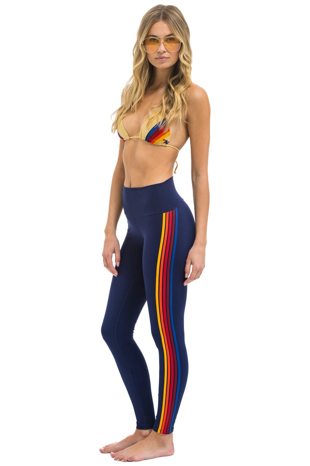 FULL LENGTH HI-RISE 5 STRIPE LEGGINGS - NAVY