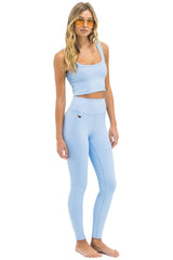 WIDE RIB FULL LENGTH HI-RISE LEGGINGS - SKY