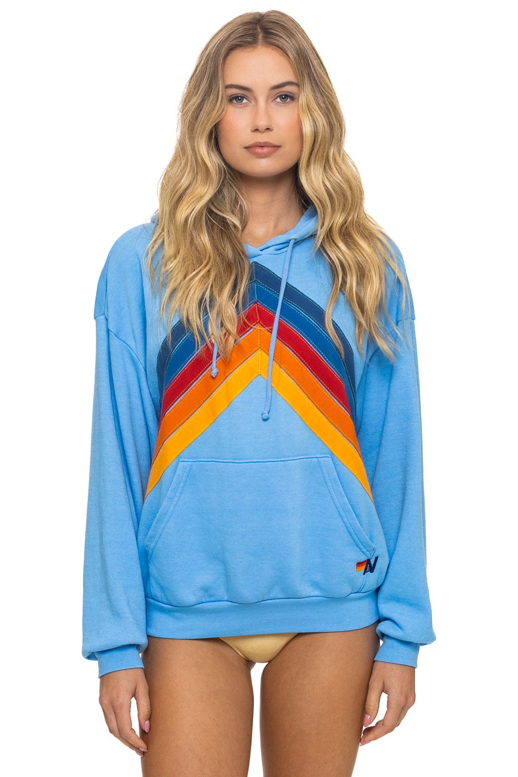 MOUNTAIN STITCH CHEVRON PULLOVER HOODIE RELAXED - SKY