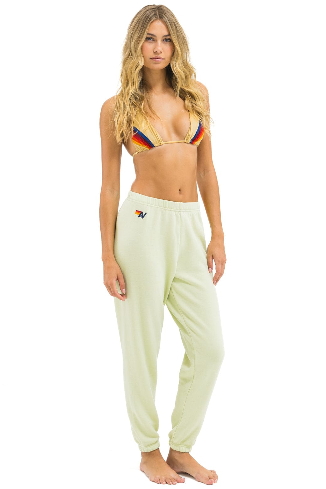 5 STRIPE SWEATPANTS - LIME CREAM // WHITE NEON