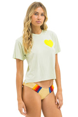 HEART PRINT BOYFRIEND TEE - LIME CREAM // NEON YELLOW