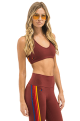 WOMEN'S 5 STRIPE SPORTS BRA - BRICK