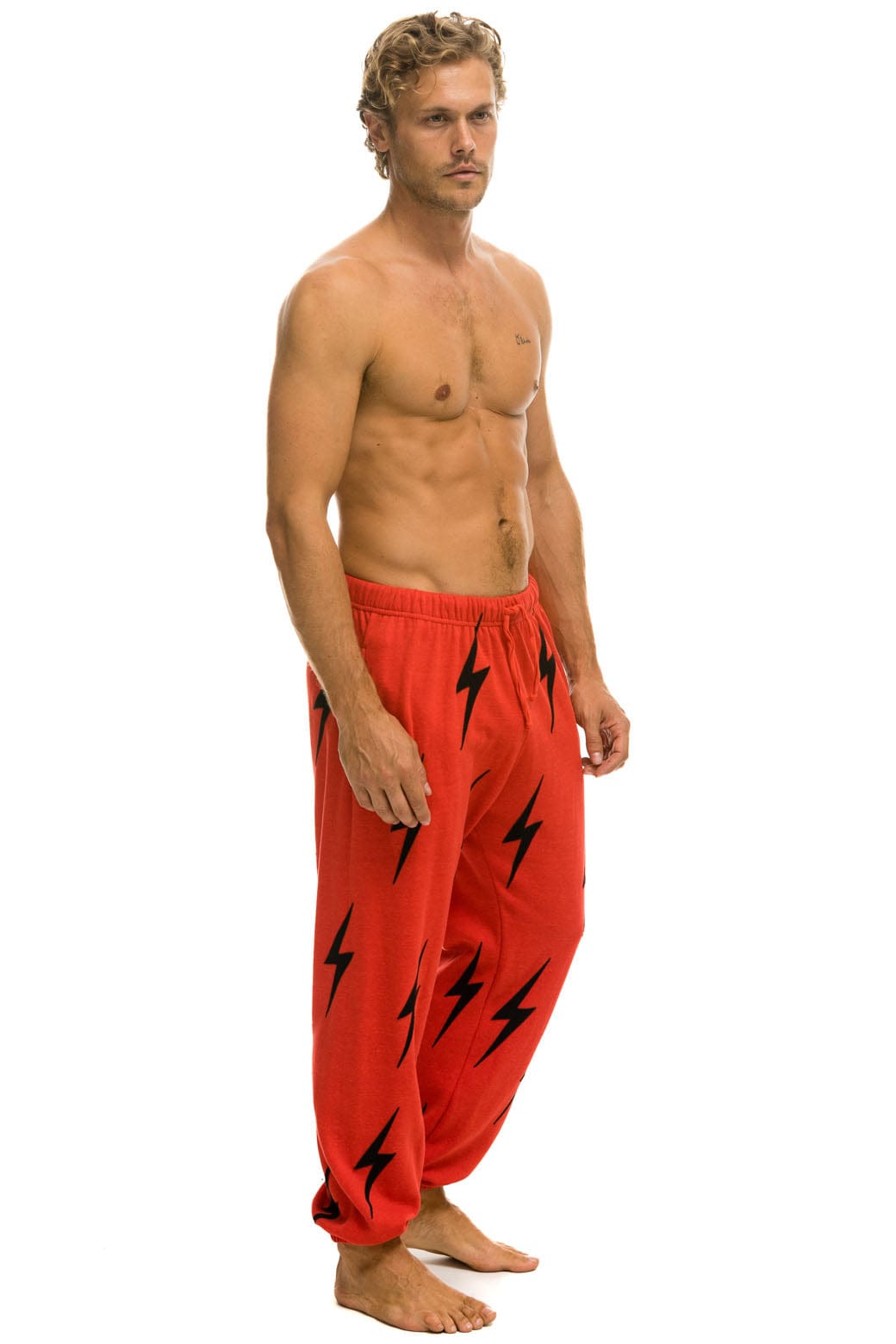 BOLT STITCH REPEAT SWEATPANTS - RED // BLACK