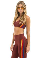 WOMEN'S 5 STRIPE SPORTS BRA - BRICK