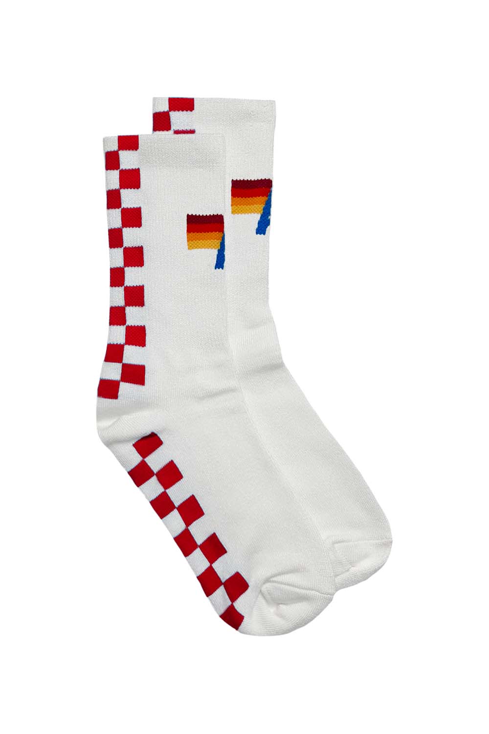 CHECKERED SOCK - WHITE // RED