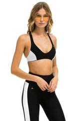 COLOR BLOCK BRALETTE SPORTS BRA - BLACK