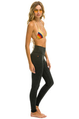 FULL LENGTH HI-RISE BOLT LEGGINGS - CHARCOAL // BLUE