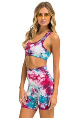 HAND DYED 6 INCH HI-RISE BIKER SHORT - TIE DYE TURQUOISE