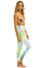 HAND DYED CROPPED HI-RISE LEGGINGS	- TIE DYE NEON YELLOW