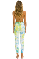 HAND DYED CROPPED HI-RISE LEGGINGS	- TIE DYE NEON YELLOW