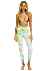 HAND DYED CROPPED HI-RISE LEGGINGS	- TIE DYE NEON YELLOW