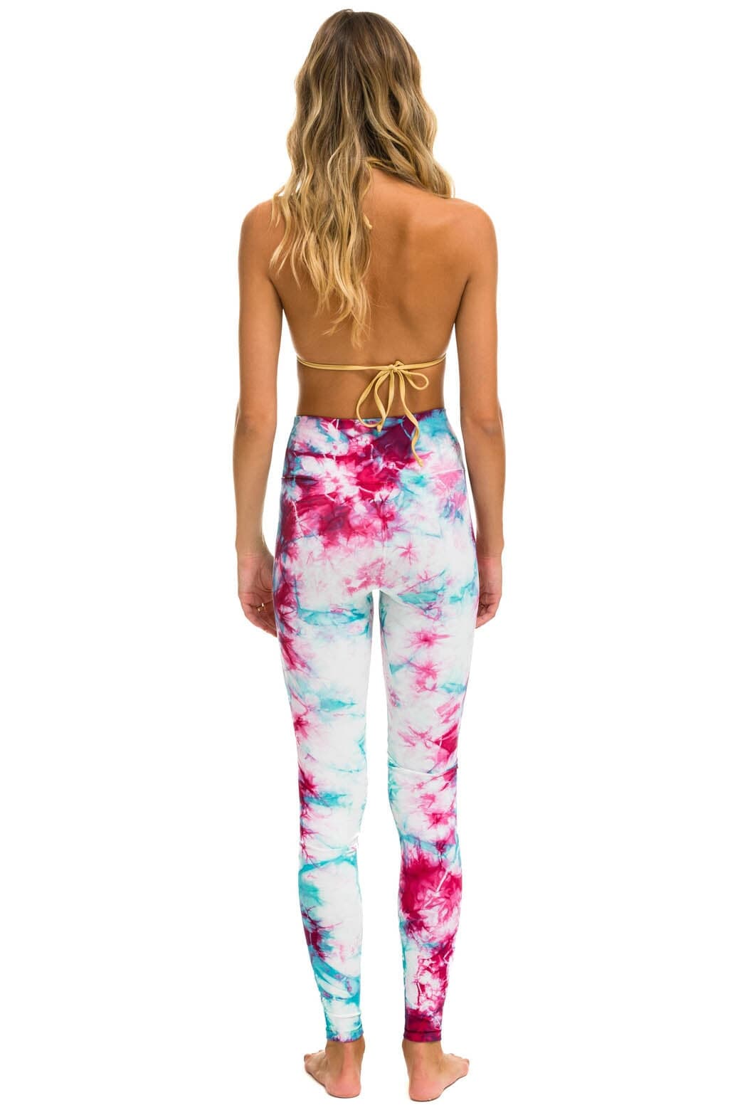 HAND DYED FULL LENGTH HI-RISE LEGGINGS - TIE DYE TURQUOISE