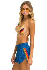 HIGH RISE 5 STRIPE NYLON JOGGER SHORT - SNORKEL BLUE