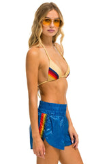 HIGH RISE 5 STRIPE NYLON JOGGER SHORT - SNORKEL BLUE