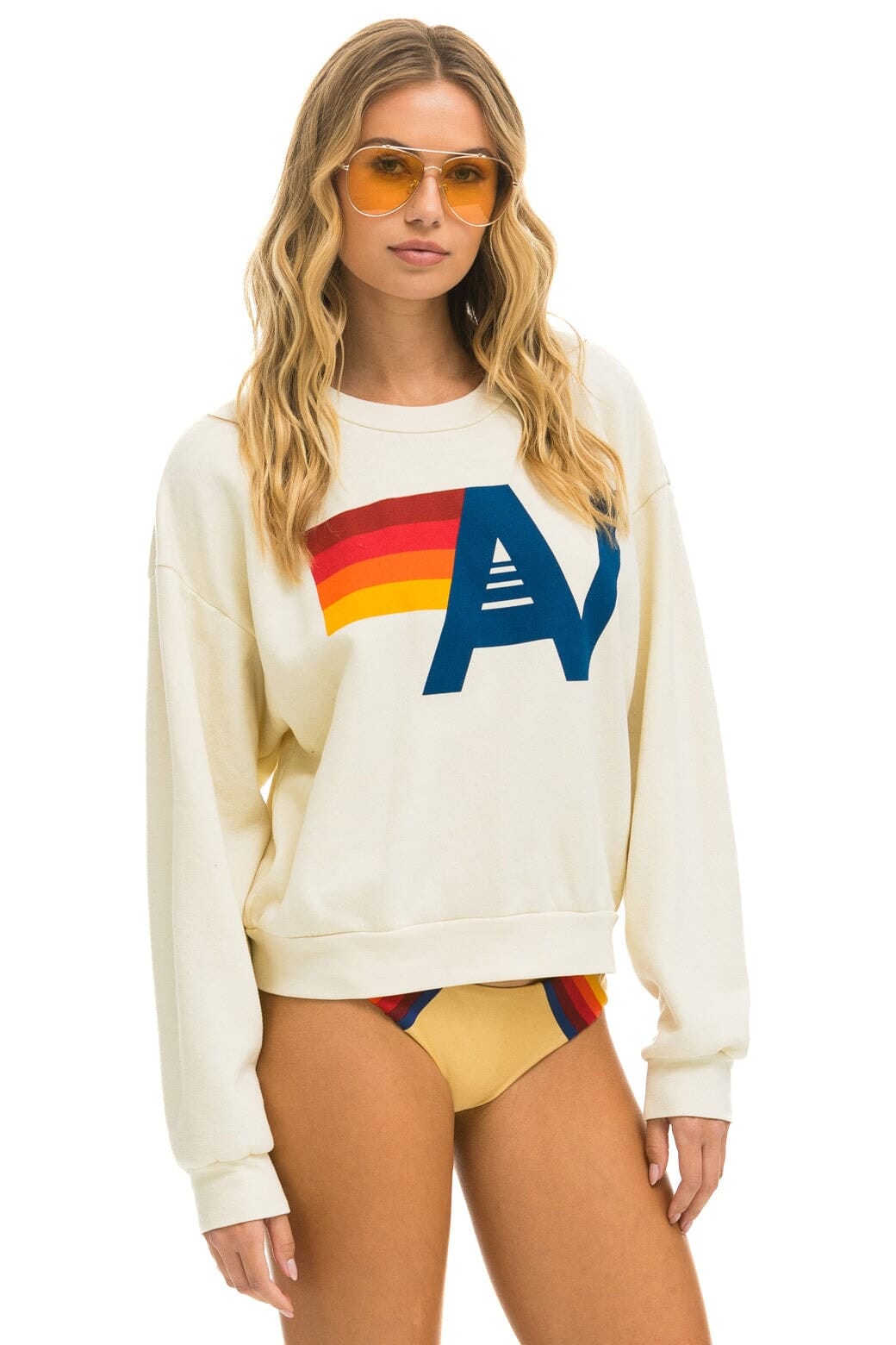 LOGO RELAXED CREW SWEATSHIRT - VINTAGE WHITE