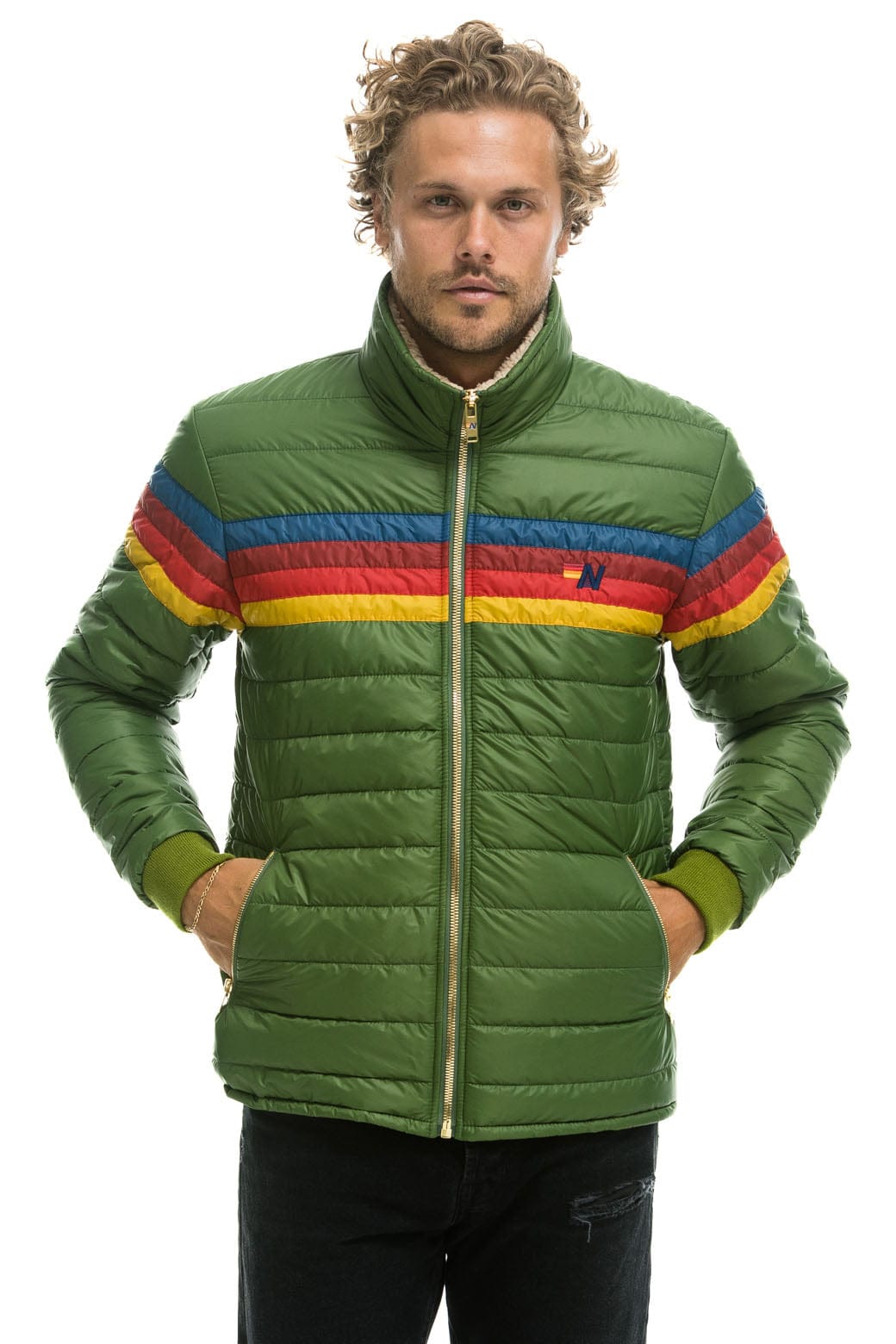 4 STRIPE JACKET - GARDEN GREEN