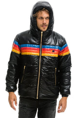 4 STRIPE LUXE TREKKER JACKET - GLOSSY BLACK