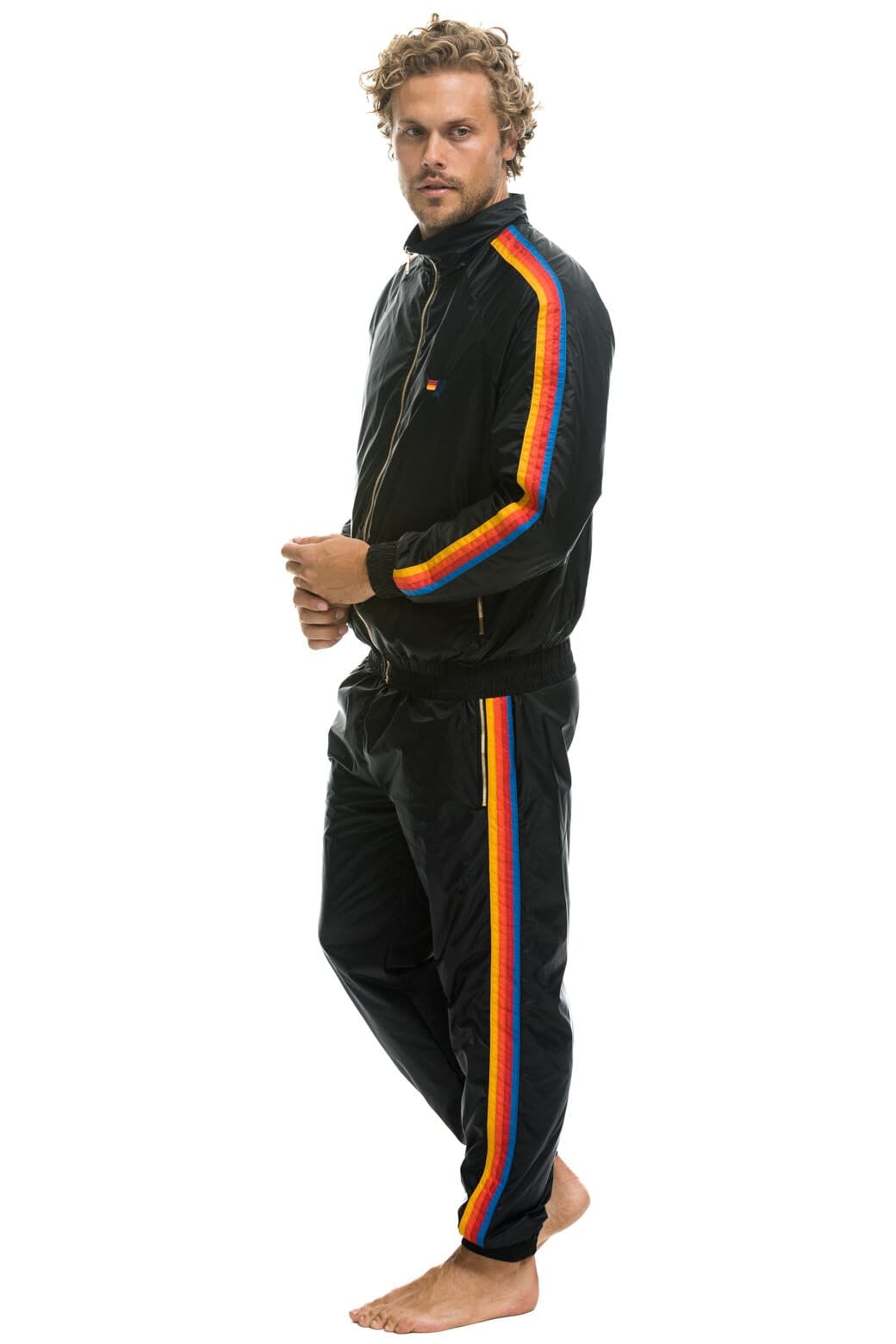 MEN'S 4 STRIPE WIND PANT - BLACK