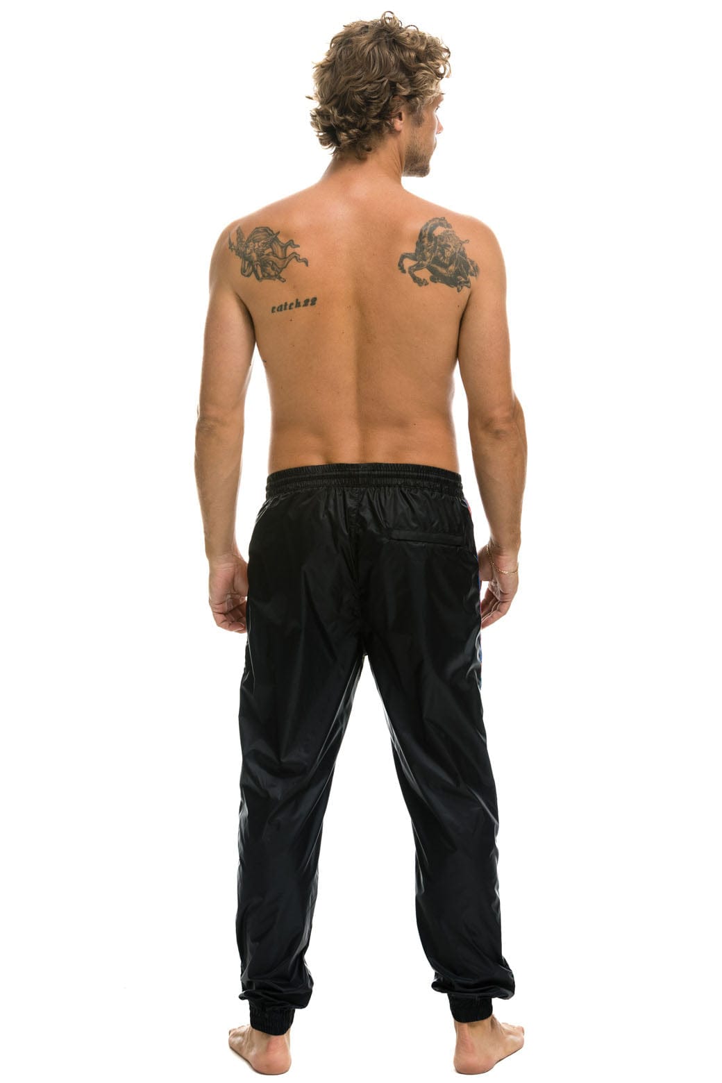 MEN'S 4 STRIPE WIND PANT - BLACK