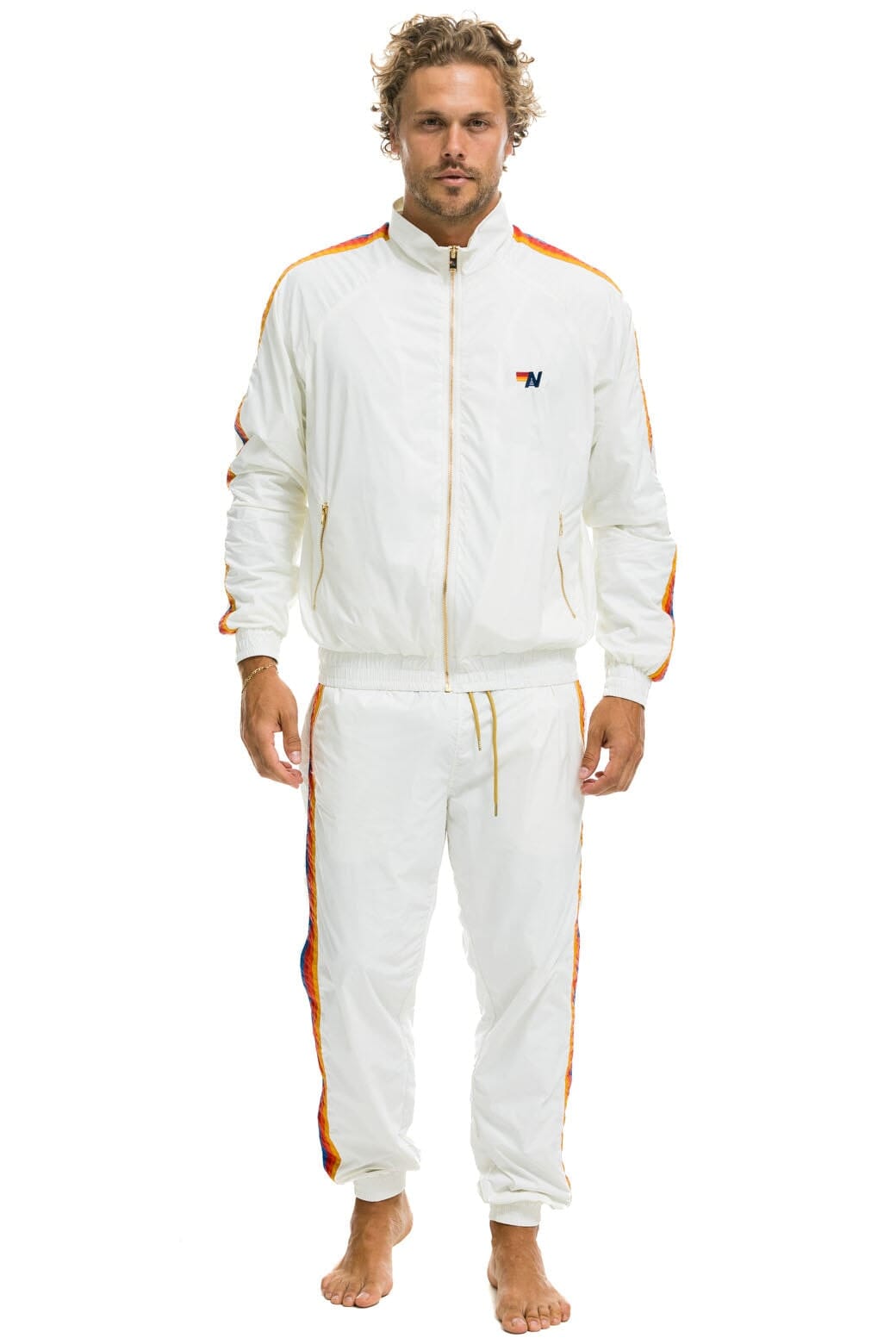 MEN'S 4 STRIPE WIND PANT - WHITE
