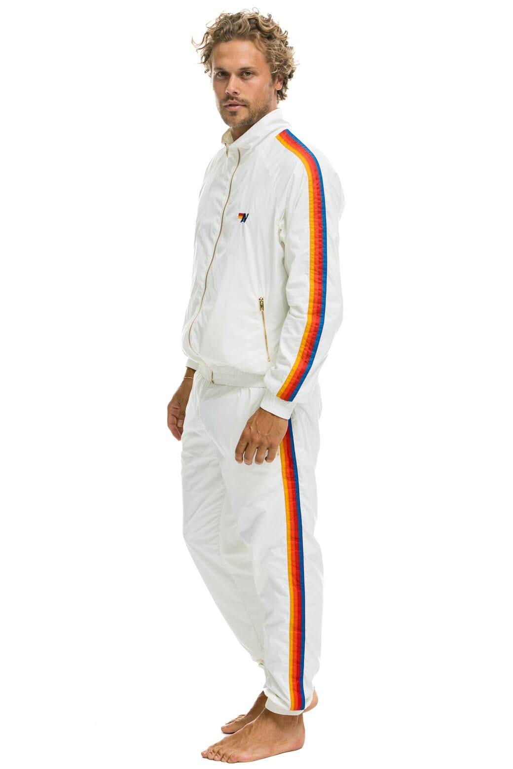 MEN'S 4 STRIPE WIND PANT - WHITE