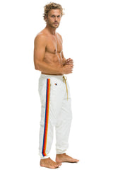 MEN'S 4 STRIPE WIND PANT - WHITE