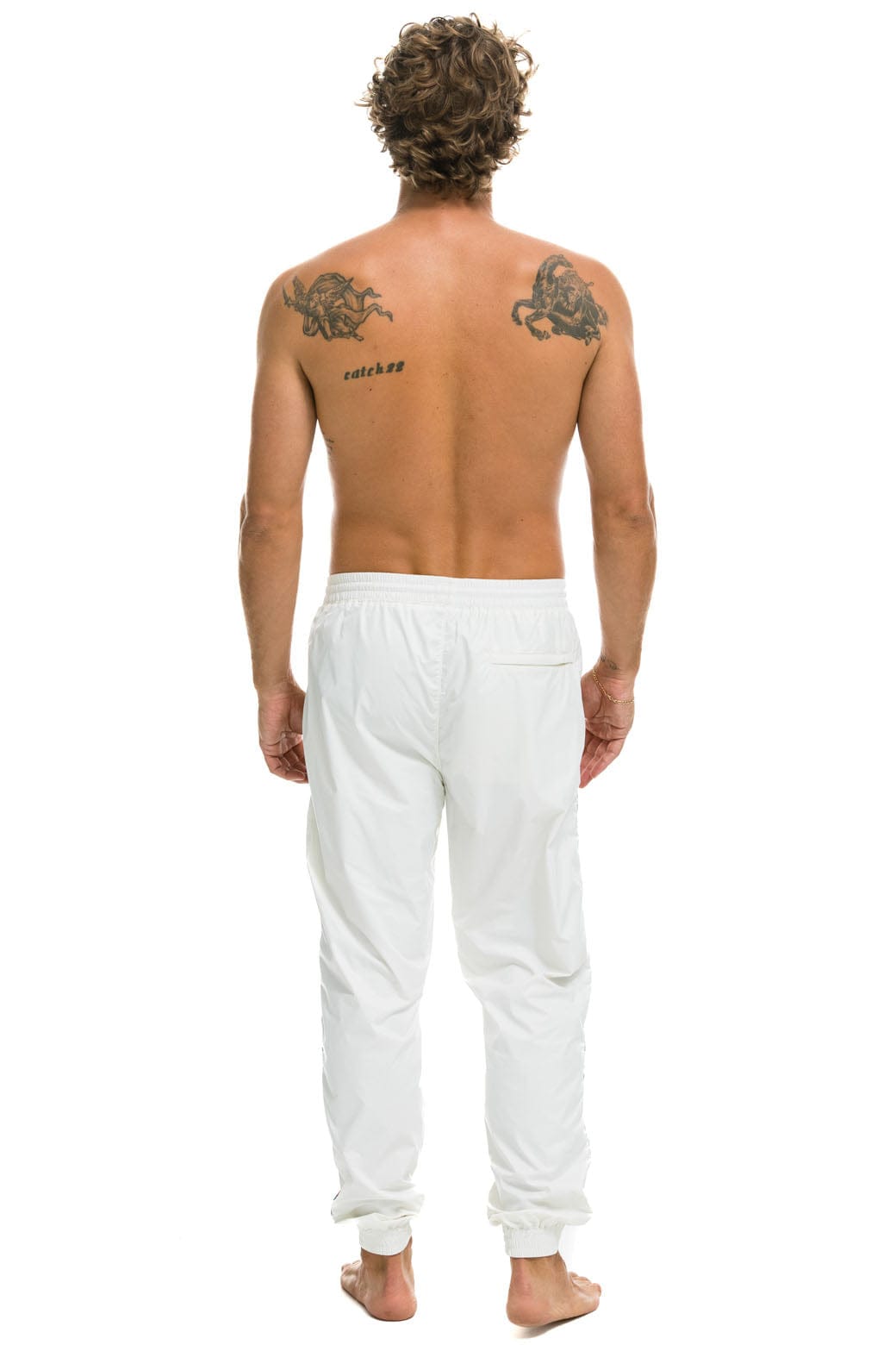 MEN'S 4 STRIPE WIND PANT - WHITE