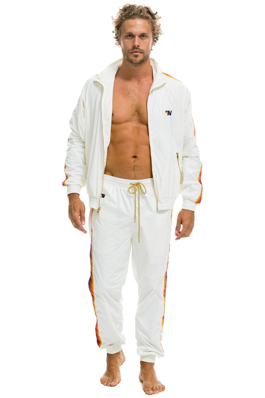 MEN'S 4 STRIPE WIND PANT - WHITE