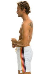MEN'S 5 STRIPE FLEX SHORTS 7 INCH - WHITE