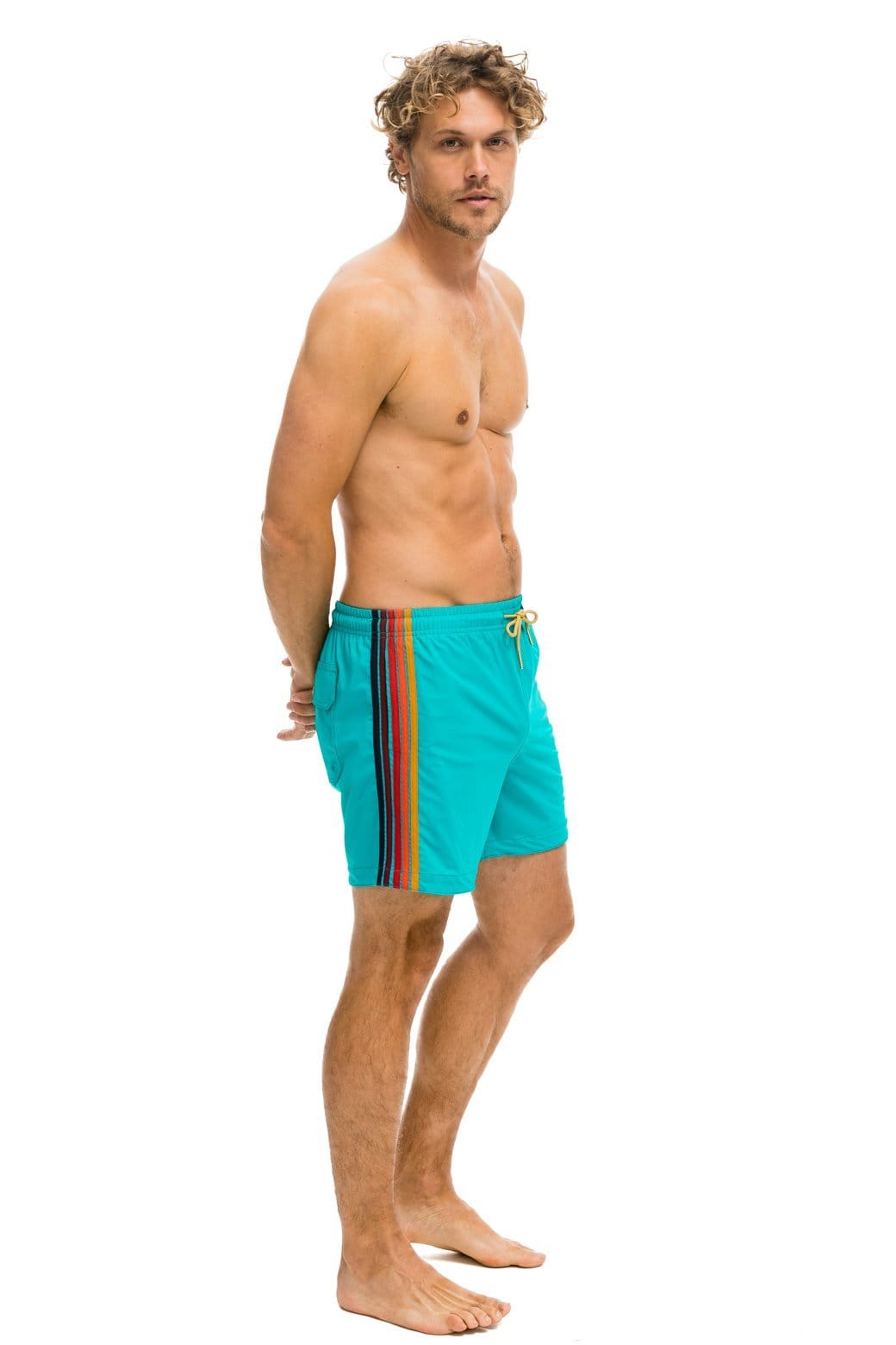 MEN'S 5 STRIPE FLEX SHORTS - JADE