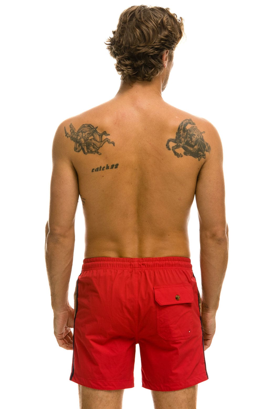 MEN'S 5 STRIPE FLEX SHORTS - RED