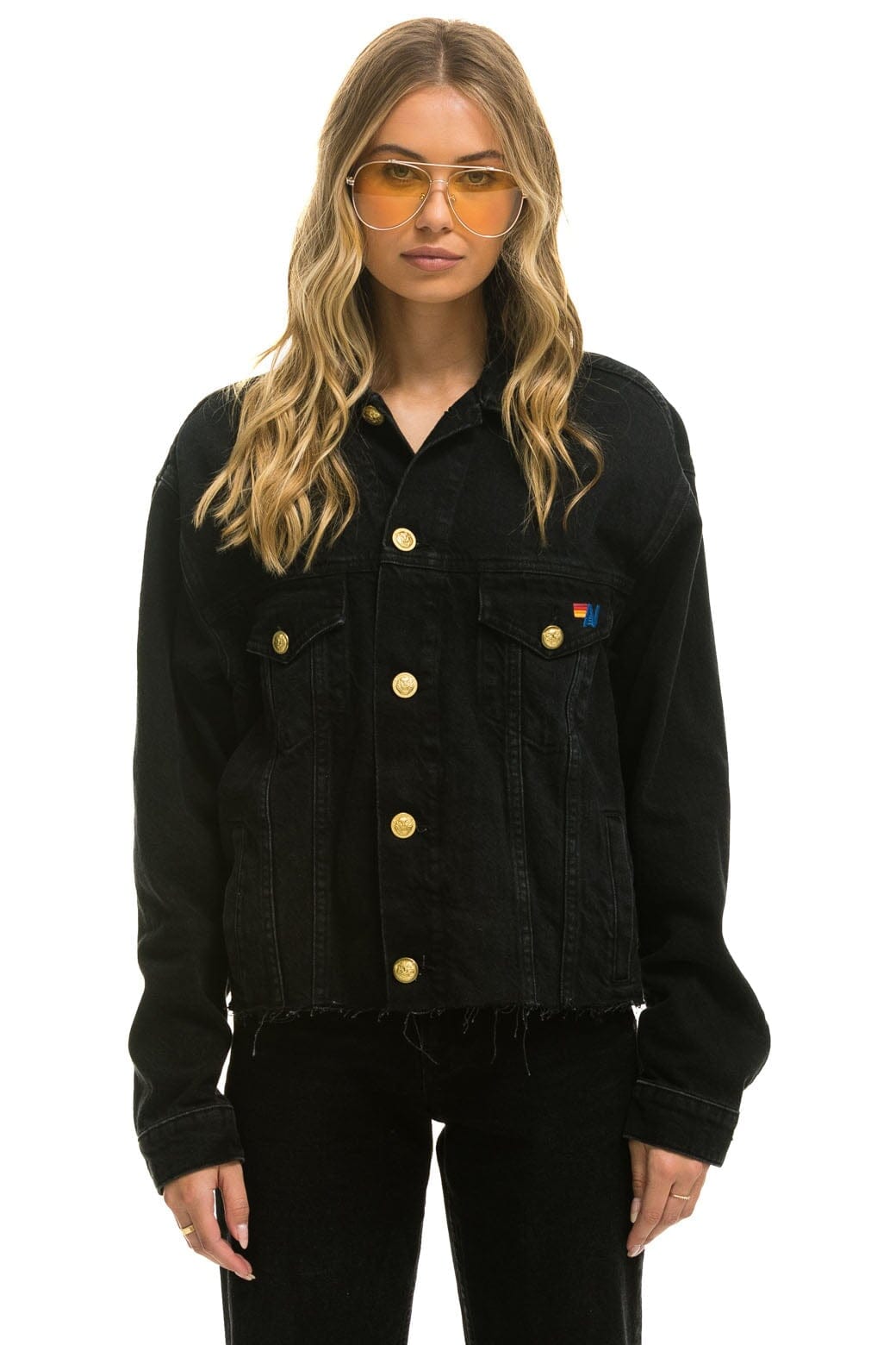 NEED FOR SPEED OVERSIZED CROP DENIM JACKET - VINTAGE BLACK
