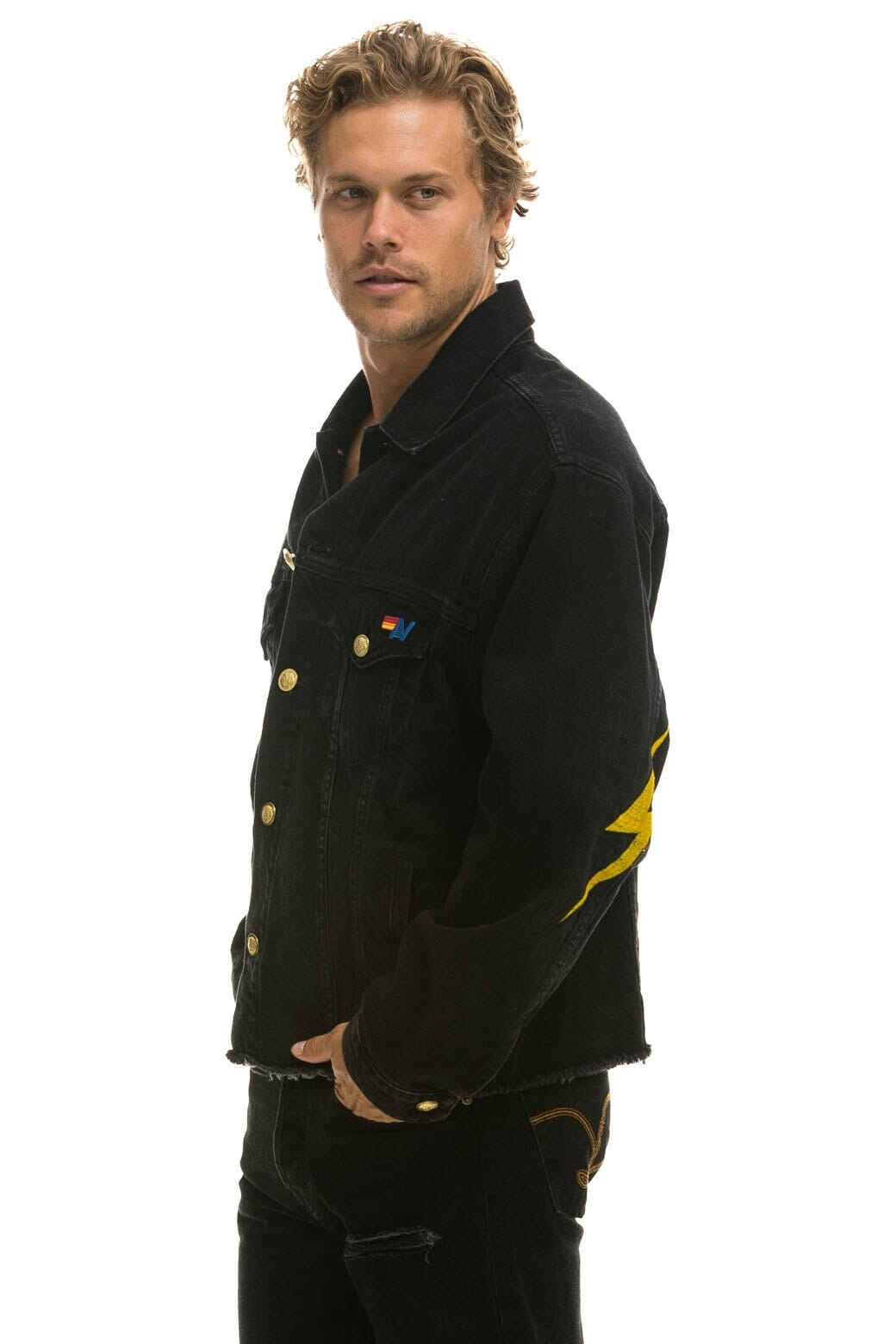 NEED FOR SPEED OVERSIZED CROP DENIM JACKET - VINTAGE BLACK