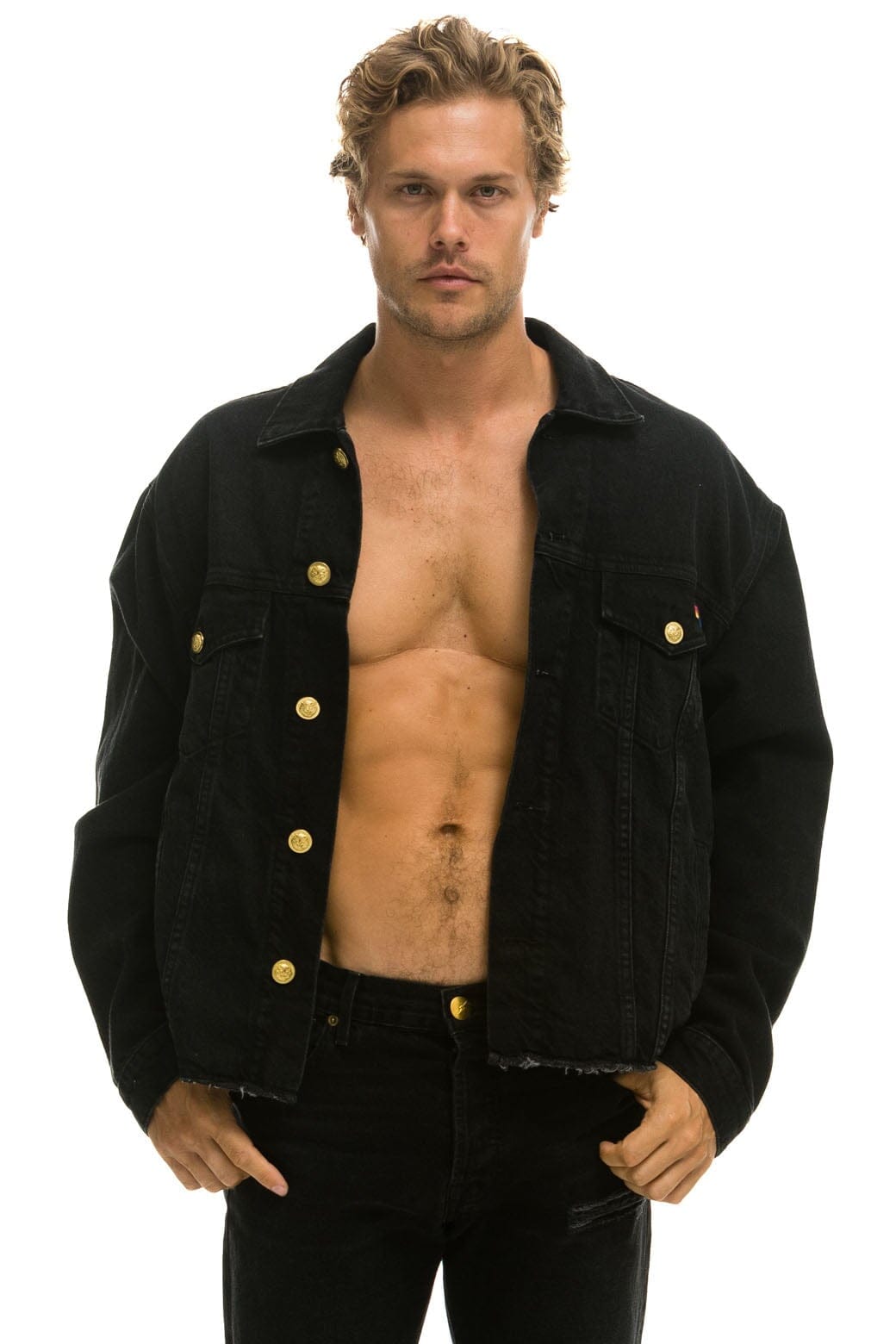 NEED FOR SPEED OVERSIZED CROP DENIM JACKET - VINTAGE BLACK