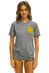 SMILEY 2 CREW TEE - HEATHER GREY