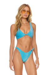SPARKLE RIVIERA KNOT CHEEKY BIKINI BOTTOMS - SKY
