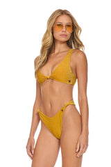 SPARKLE RIVIERA KNOT FRONT TOP BIKINI TOP - GOLD
