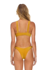 SPARKLE RIVIERA KNOT FRONT TOP BIKINI TOP - GOLD