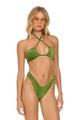 SPARKLE ST TROPEZ BANDEAU HALTER BIKINI TOP - ARMY